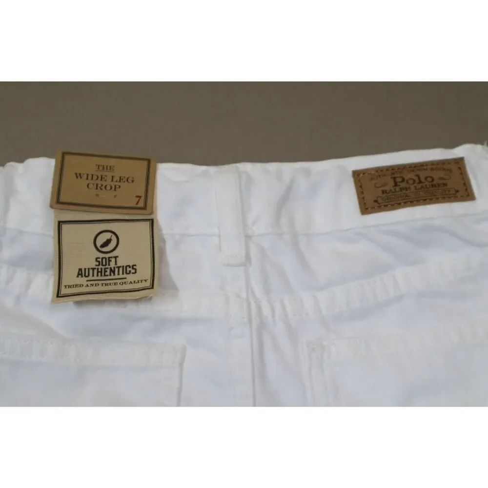 Polo Ralph Lauren Girls Cropped Wide Leg White‎ Denim Jeans Size 7